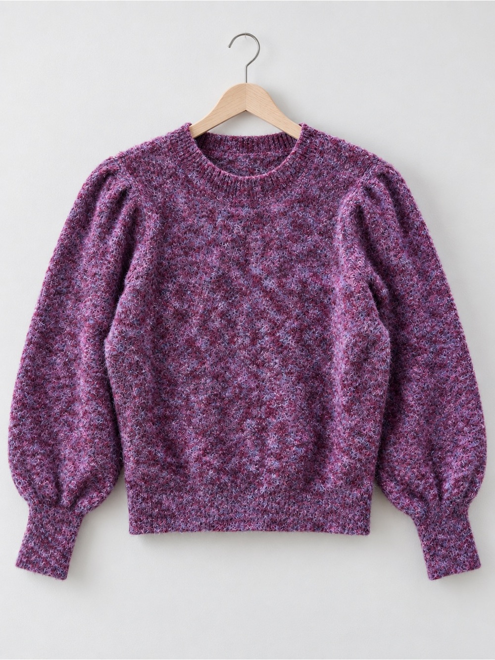 Time and Tru Burgundy Metallic Eyelash Knit Balloon Sleeve Sweater XL 16-18